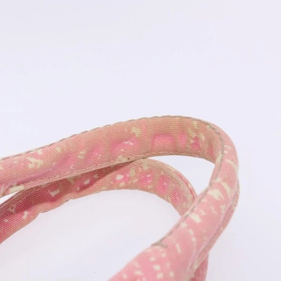 PRADA Canapa MM Hand Bag Canvas Pink Gold Auth - Picture 7 of 16